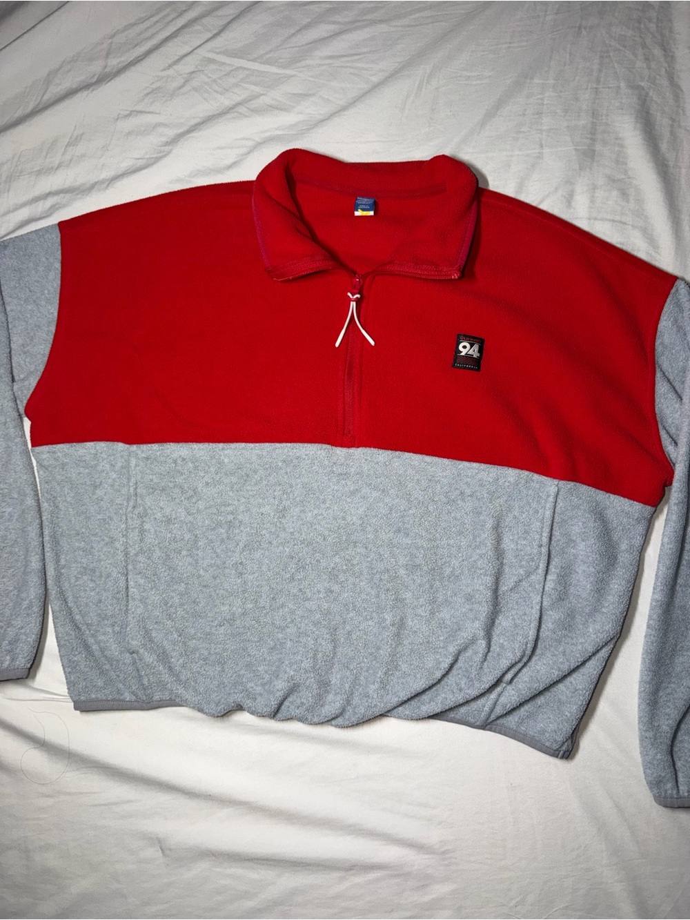 WoMen's Red and Gray Half-Zip Pullover Sweatshirt